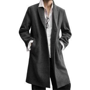 ZARA MENS 4 WAY PEA COAT GRAY PLAID LARGE 5070/471/801/L